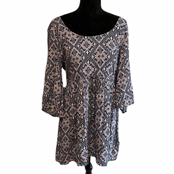 Francesca’s Blue Rain Bell Sleeve Mini Dress - Picture 1 of 10